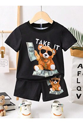 Teddy Bear Take It New Printed Shorts Top and Bottom Set
