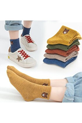 Uniszex mackó mintás zokni 5 pár