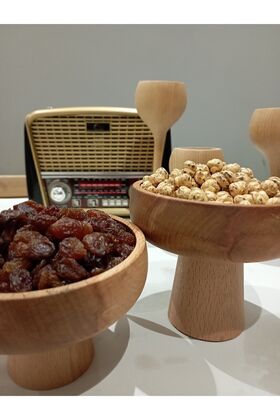 مجموعة من 2 طقم عرض خشبي مقاس 11.5 سم، عرض القهوة، عرض الإفطار، ديكور عرض الفاكهة