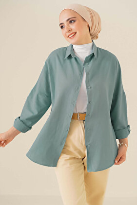 103901 Oversize Basic Hijab Shirt - Water Green