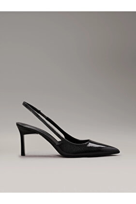 حذاء نسائي مريح بكعب عالٍ من الجلد باللون الأسود - HW0HW02068-BEH