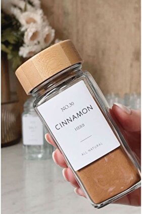 طقم وعاء توابل زجاجي سعة 120 مل مع غطاء من الخيزران - 12 علامة توابل هدية