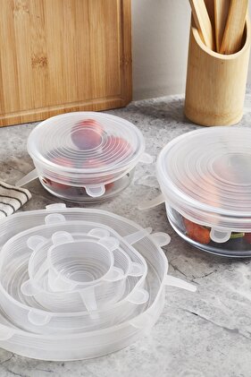 6-Piece Airtight Silicone Stretch Cover - Practical Use in Different Sizes