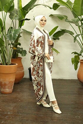 Patterned Hijab Kimono - Women