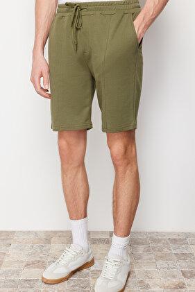 شورت كاكي متوسط الطول برباط وخصر مطاطي - مقاس عادي TMNSS20SR0070