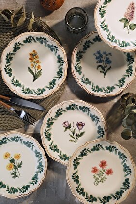 طقم ميريل مكون من 6 قطع - طبق كيك وقاعدة علوية