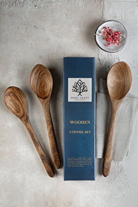Walnut Wood Handmade Large Size 3 Piece Spoon Set