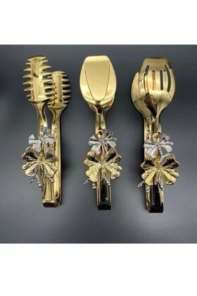 إكسسوار الفراشة مع سلطة معدنية فضية، معكرونة، كعكة، تقديم، عرض، ملقط طعام مجموعة من 3 قطع