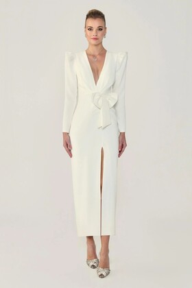 فستان ألفا بيتا نسائي أبيض مقاس : 44