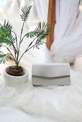 Kadın Simli Silver Mini Kutu Omuz Çantası
