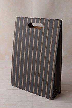 -شنطة ظروف مخططة باللون الأسود، شنطة هدايا، (35×25×9) عدد 2 قطعة