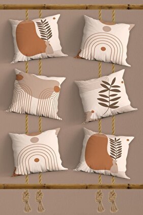 Set of 6 Orange Design Double Sided Printed, Decorative, Sofa Pillow Cover, Throw Pillow Cover