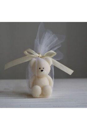 طقم شمعة تيدي بير 15 قطعة مع شريط من التول