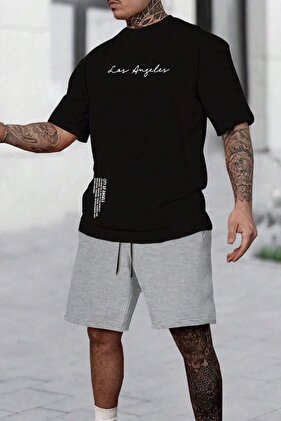 Unisex Los Angles Detail Printed Shorts Set