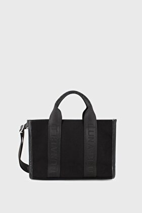 حقيبة نسائية حقيبة كتف بحزام متقاطع من القماش الأسود