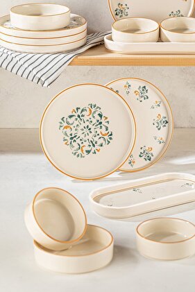 طقم إفطار كلاسيكي قابل للتكديس من 14 قطعة