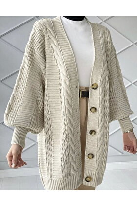 سترة صوفية قصيرة محبوكة للشعر الشتوي للسيدات - حجر فاتح