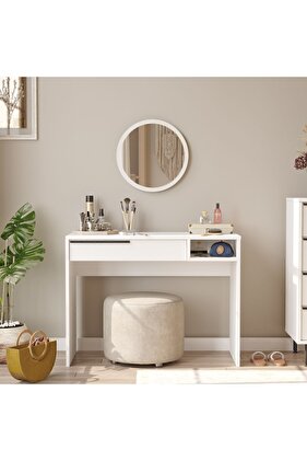 Ocean Makyaj Masası Aynalı Çekmeceli Beyaz On18-w