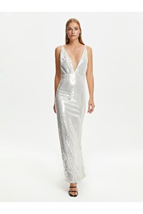 Sequined Thin Strap Long Dress