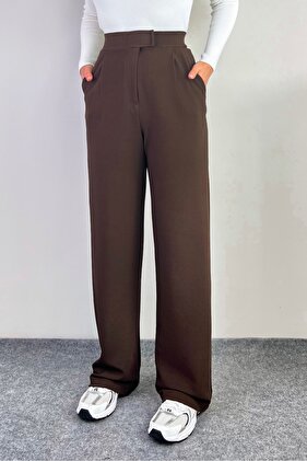 Line Women's Lycra Velcro Closure Brown Palazzo Trousers