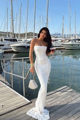 فستان دانتيل كاسيني أبيض ATE-1164