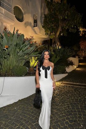 فستان هيلين الأبيض ذو القوس ATE-1015