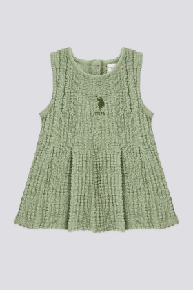 فستان بدون أكمام باللون الأخضر للفتيات الصغيرات 50303787-VR090