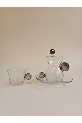 طقم شاي وقهوة بمقبض كريستالي