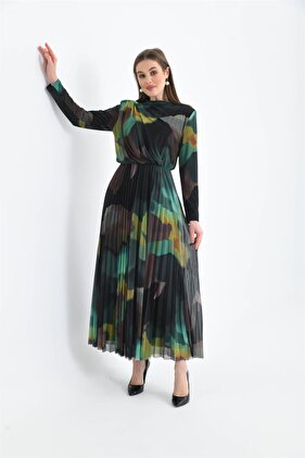 فستان نسائي من التول الليكرا باللون الأخضر 30417