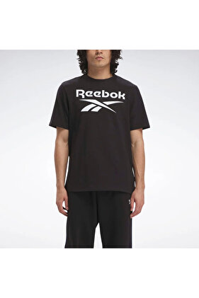 Identity Stacked Logo Men's Black Round Neck T-Shirt