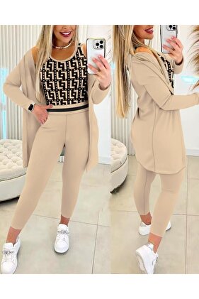 Aesco női hosszú ujjú krepp háromrészes szett