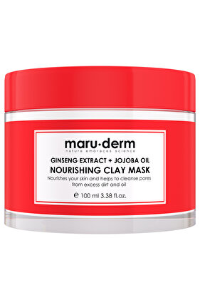 قناع الطين| مستخلص الجينسنغ + قناع الطين المغذي بزيت الجوجوبا 100 مل| جميع أنواع البشرة| نباتي