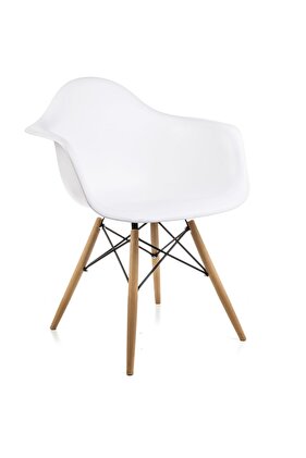 Lisa Beyaz Kolçaklı Eames Sandalye - Cafe Balkon Mutfak Sandalyesi