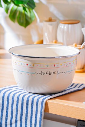 وعاء خلط المينا مصنوع بحب - 22 سم