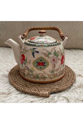 حبل الجوت القش الركيزة وعاء عموم إبريق الشاي كوستر 17 سم