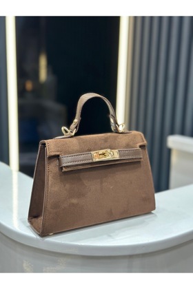 حقيبة يد وكتف نسائية من جلد الغزال البني باريس