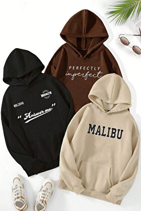 عبوة من 3 سويت شيرت مطبوع كبير الحجم للجنسين