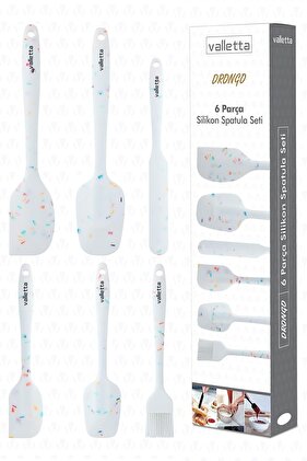 Drongo 6'lı Spatula Set Beyaz Renkli Noktalı