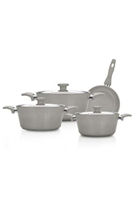 طقم أواني طهي من الجرانيت مكون من 7 قطع من مستر كوك - رمادي أنيق