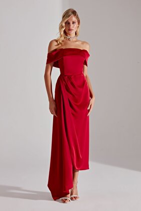 فستان خطوبة زفاف أحمر فاتح من كريستي