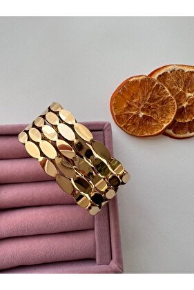 سوار الأصفاد الذهبي الهندسي موديل الشعير (سوار الأصفاد الذهبي الأنيق للنساء موديل الشعير)