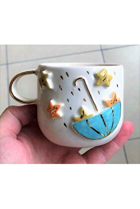 24 Carat Gold Decorated, Autumn Flowers Embossed, Handmade Mug, Spring Mug