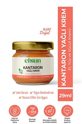 Kantaron Yağlı Bakım Kremi %100 Doğal Akne Ve Leke Karşıtı Nemlendirici Onarıcı Natural 29ml