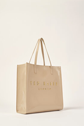 حقيبة صغيرة بطبعة ذهبية بيج-ذهبي 240624