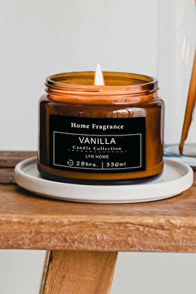 Büyük Boy Amber Kavonoz Mum Siyah Etiketli