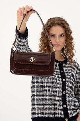 حقيبة يد نسائية من الجلد باللون العنابي 50300338-VR014