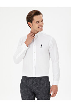 قميص أبيض بأكمام طويلة للرجال 50296778 -VR013