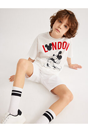 تي شيرت قطني بأكمام قصيرة مرخص من ميكي ماوس - رقبة دائرية