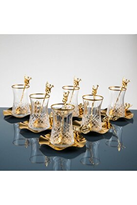 طقم شاي مذهّب مصنوع يدويًا مكون من 18 قطعة لـ 6 أشخاص