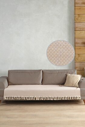 غطاء أريكة على شكل نجمة يغطي منطقة الجلوس بيج 115x200